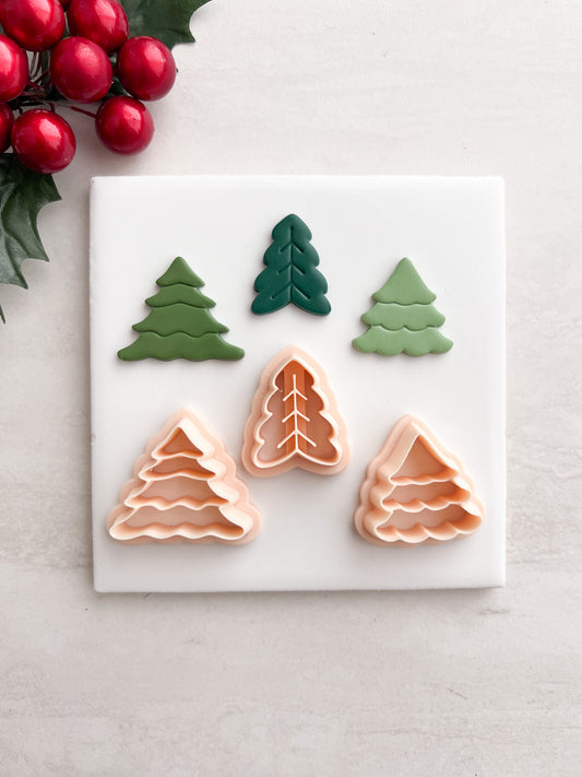 Christmas Tree Trio No. 3 Clay Cutters | Christmas Tree Trio No. 3 Polymer Clay Cutters for DIY Holiday Earrings Christmas-Themed Jewelry and Handmade Winter Accessories