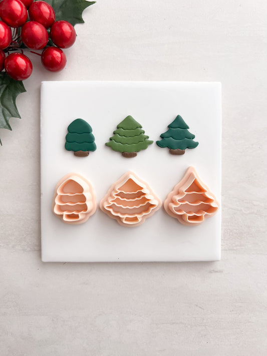 Christmas Tree Trio No. 4 Clay Cutters | Christmas Tree Trio No. 4 Polymer Clay Cutters for DIY Holiday Earrings Festive-Themed Jewelry and Handmade Christmas Accessories