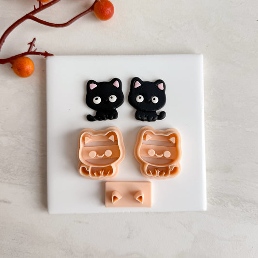 2025 Kawaii Cute Black Cat | Cat Shape Spooky Polymer Clay Cutter Halloween Fall