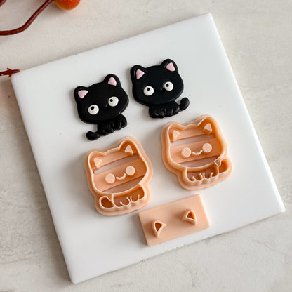 2025 Kawaii Cute Black Cat | Cat Shape Spooky Polymer Clay Cutter Halloween Fall