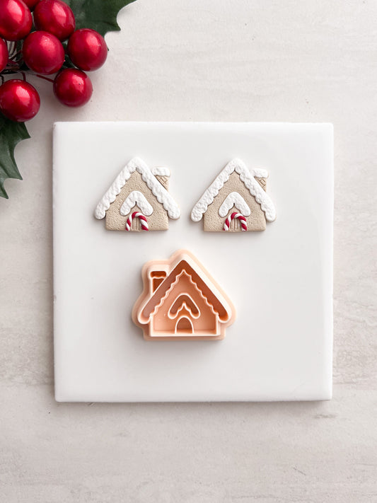 Gingerbread House No. 3 Clay Cutter | Gingerbread House No. 3 Polymer Clay Cutter for DIY Christmas Earrings Festive Jewelry and Handmade Holiday Accessories