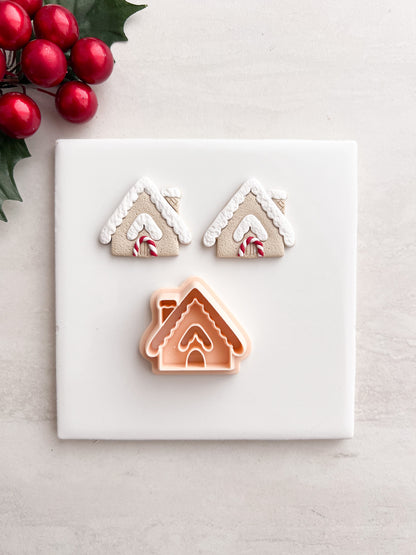 Gingerbread House No. 3 Clay Cutter | Gingerbread House No. 3 Polymer Clay Cutter for DIY Christmas Earrings Festive Jewelry and Handmade Holiday Accessories