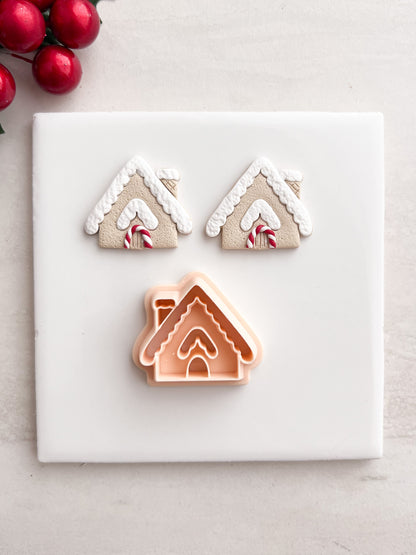 Gingerbread House No. 3 Clay Cutter | Gingerbread House No. 3 Polymer Clay Cutter for DIY Christmas Earrings Festive Jewelry and Handmade Holiday Accessories
