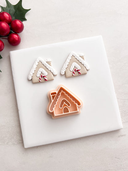 Gingerbread House No. 3 Clay Cutter | Gingerbread House No. 3 Polymer Clay Cutter for DIY Christmas Earrings Festive Jewelry and Handmade Holiday Accessories