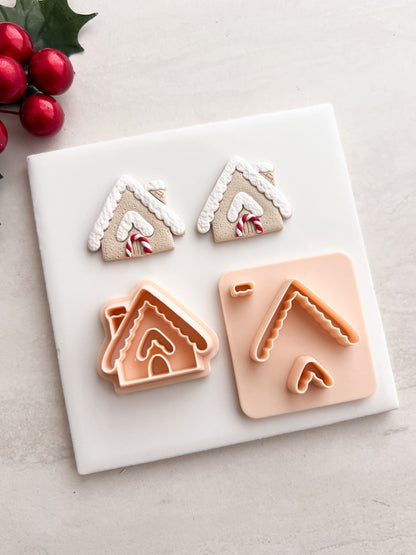 Gingerbread House No. 3 Clay Cutter | Gingerbread House No. 3 Polymer Clay Cutter for DIY Christmas Earrings Festive Jewelry and Handmade Holiday Accessories