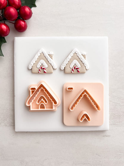 Gingerbread House No. 3 Clay Cutter | Gingerbread House No. 3 Polymer Clay Cutter for DIY Christmas Earrings Festive Jewelry and Handmade Holiday Accessories