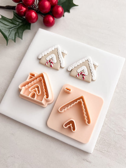 Gingerbread House No. 3 Clay Cutter | Gingerbread House No. 3 Polymer Clay Cutter for DIY Christmas Earrings Festive Jewelry and Handmade Holiday Accessories