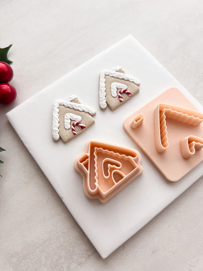 Gingerbread House No. 3 Clay Cutter | Gingerbread House No. 3 Polymer Clay Cutter for DIY Christmas Earrings Festive Jewelry and Handmade Holiday Accessories