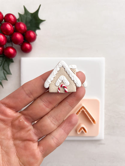 Gingerbread House No. 3 Clay Cutter | Gingerbread House No. 3 Polymer Clay Cutter for DIY Christmas Earrings Festive Jewelry and Handmade Holiday Accessories