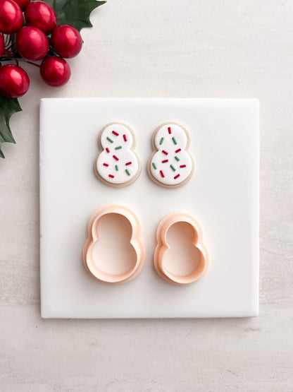 Snowman Frosted Cookie Clay Cutter | Snowman Frosted Cookie Polymer Clay Cutter for DIY Holiday Earrings Baking-Themed Jewelry and Handmade Christmas Accessories
