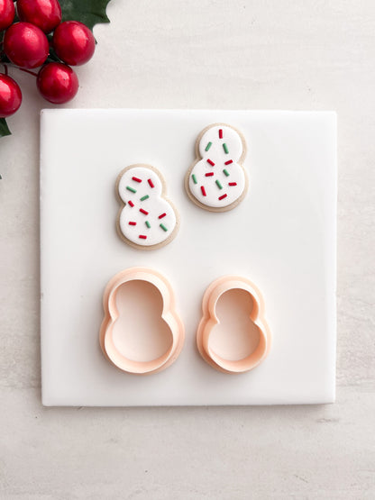 Snowman Frosted Cookie Clay Cutter | Snowman Frosted Cookie Polymer Clay Cutter for DIY Holiday Earrings Baking-Themed Jewelry and Handmade Christmas Accessories
