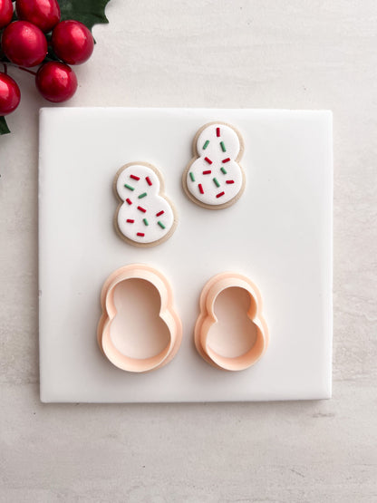 Snowman Frosted Cookie Clay Cutter | Snowman Frosted Cookie Polymer Clay Cutter for DIY Holiday Earrings Baking-Themed Jewelry and Handmade Christmas Accessories