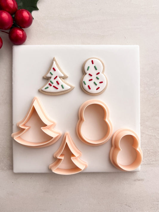 Set of Two Frosted Sugar Cookies Clay Cutters | Set of Two Frosted Sugar Cookies Polymer Clay Cutters for DIY Christmas Earrings Cute Cookie-Themed Jewelry and Handmade Holiday Accessories