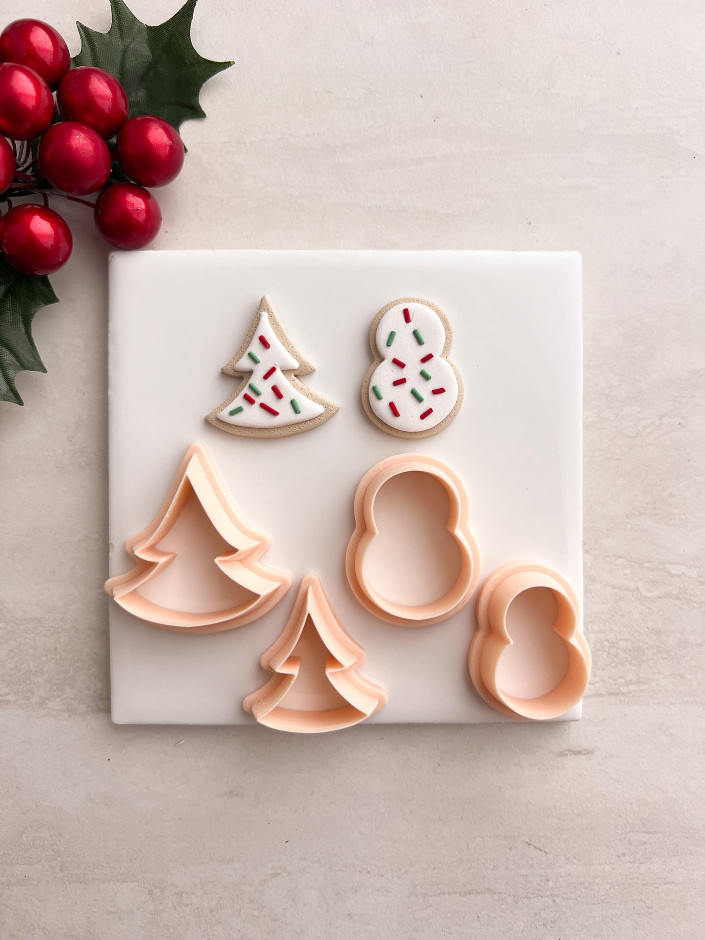 Set of Two Frosted Sugar Cookies Clay Cutters | Set of Two Frosted Sugar Cookies Polymer Clay Cutters for DIY Christmas Earrings Cute Cookie-Themed Jewelry and Handmade Holiday Accessories