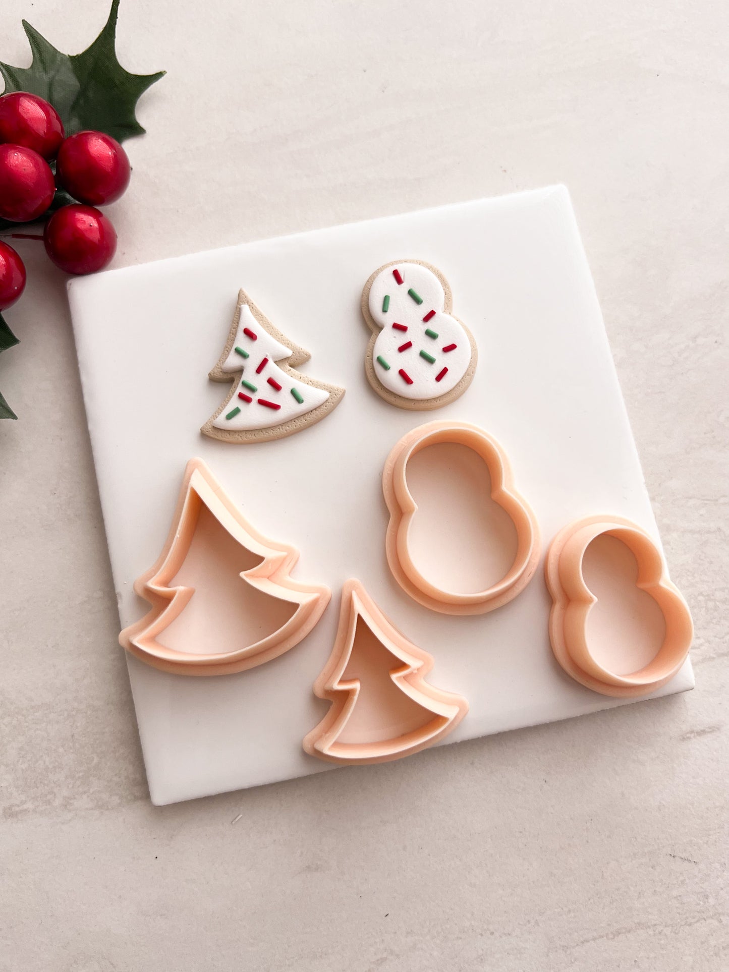 Set of Two Frosted Sugar Cookies Clay Cutters | Set of Two Frosted Sugar Cookies Polymer Clay Cutters for DIY Christmas Earrings Cute Cookie-Themed Jewelry and Handmade Holiday Accessories