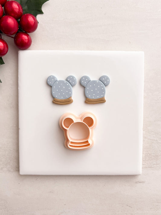 Mickey Snowglobe Clay Cutter | Mickey Snowglobe Polymer Clay Cutter for DIY Christmas Earrings Disney Jewelry and Handmade Holiday Accessories