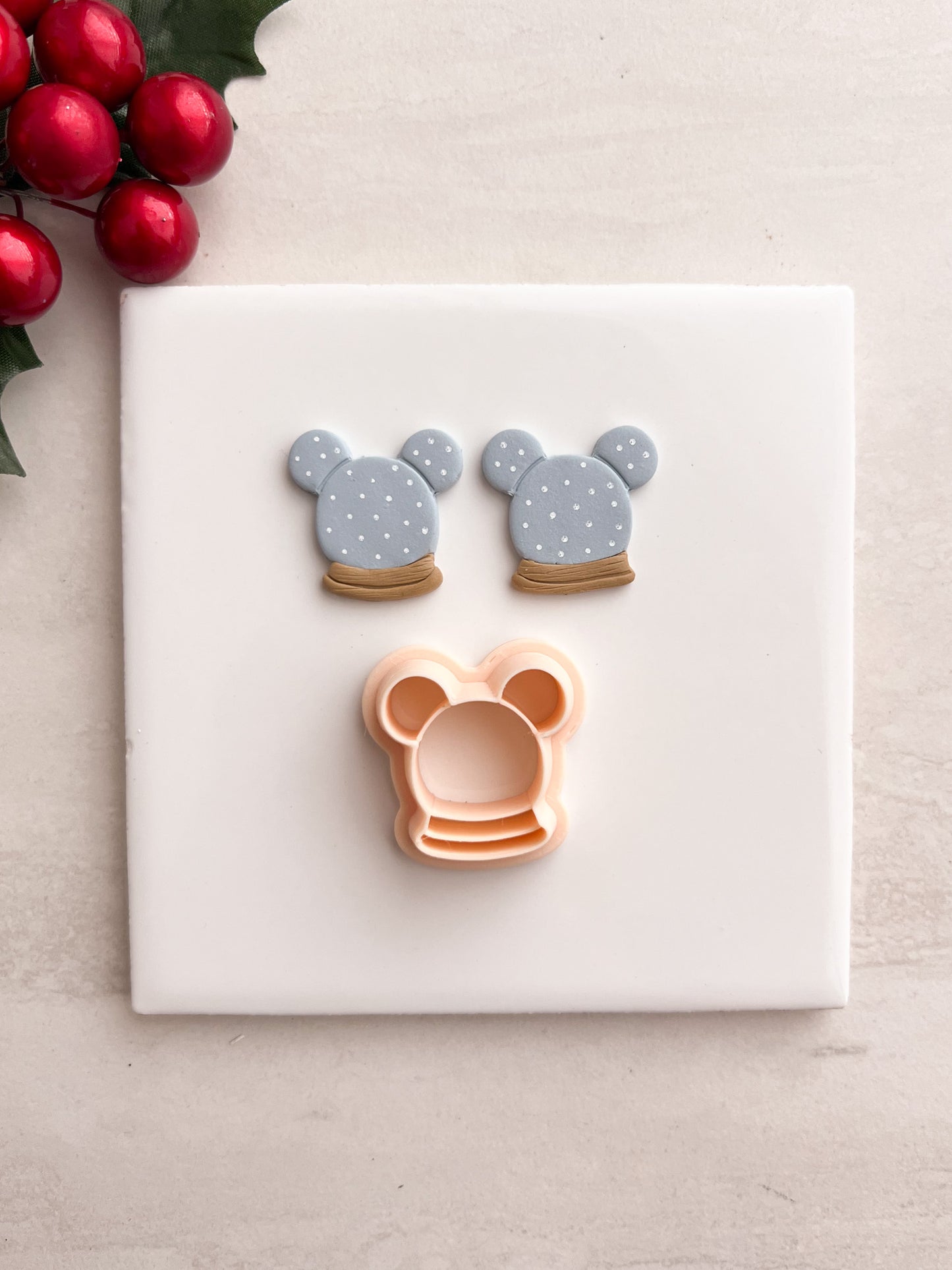 Mickey Snowglobe Clay Cutter | Mickey Snowglobe Polymer Clay Cutter for DIY Christmas Earrings Disney Jewelry and Handmade Holiday Accessories