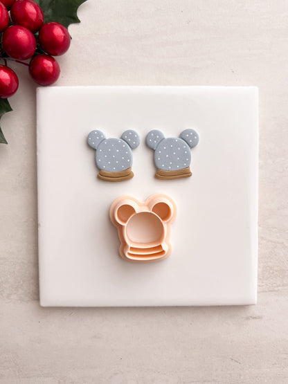 Mickey Snowglobe Clay Cutter | Mickey Snowglobe Polymer Clay Cutter for DIY Christmas Earrings Disney Jewelry and Handmade Holiday Accessories