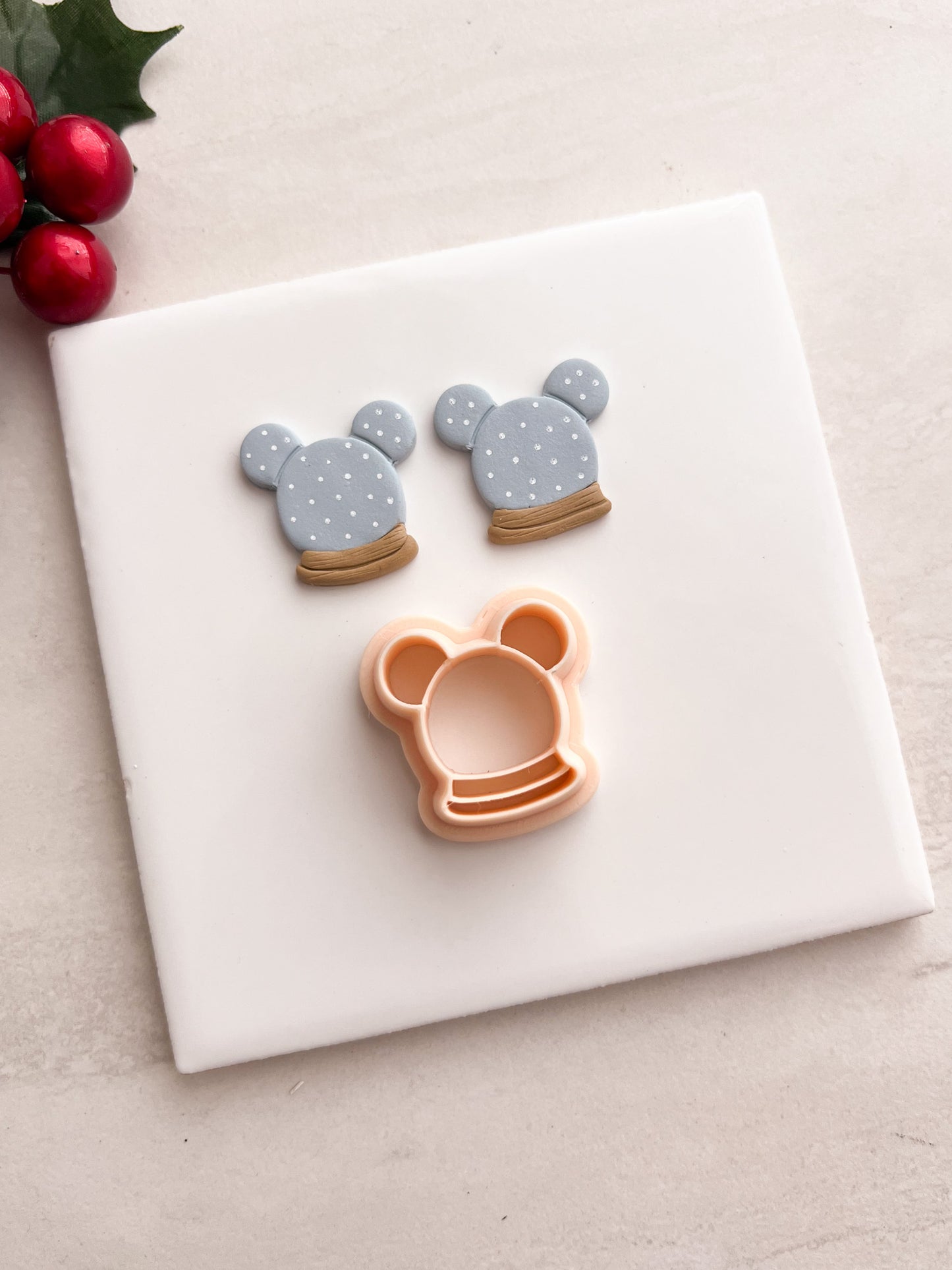 Mickey Snowglobe Clay Cutter | Mickey Snowglobe Polymer Clay Cutter for DIY Christmas Earrings Disney Jewelry and Handmade Holiday Accessories