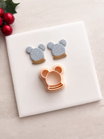 Mickey Snowglobe Clay Cutter | Mickey Snowglobe Polymer Clay Cutter for DIY Christmas Earrings Disney Jewelry and Handmade Holiday Accessories