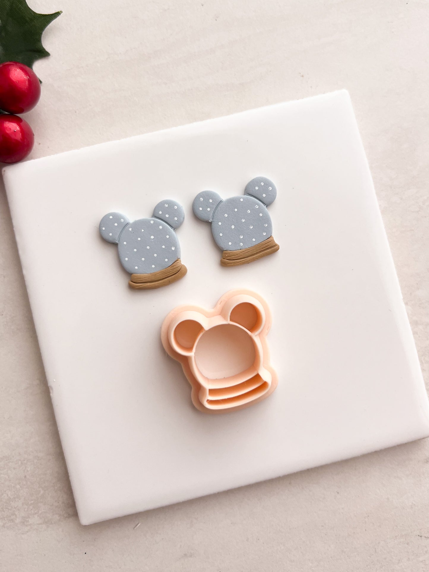 Mickey Snowglobe Clay Cutter | Mickey Snowglobe Polymer Clay Cutter for DIY Christmas Earrings Disney Jewelry and Handmade Holiday Accessories