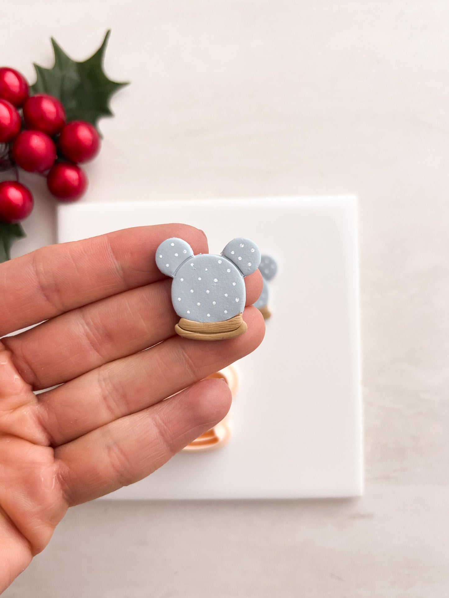 Mickey Snowglobe Clay Cutter | Mickey Snowglobe Polymer Clay Cutter for DIY Christmas Earrings Disney Jewelry and Handmade Holiday Accessories