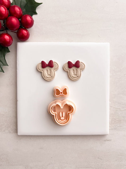 Gingerbread Minnie Mouse Head Clay Cutter | Gingerbread Minnie Mouse Head Polymer Clay Cutter for DIY Cute Earrings Holiday-Themed Jewelry and Handmade Christmas Accessories