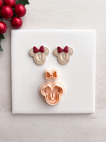 Gingerbread Minnie Mouse Head Clay Cutter | Gingerbread Minnie Mouse Head Polymer Clay Cutter for DIY Cute Earrings Holiday-Themed Jewelry and Handmade Christmas Accessories