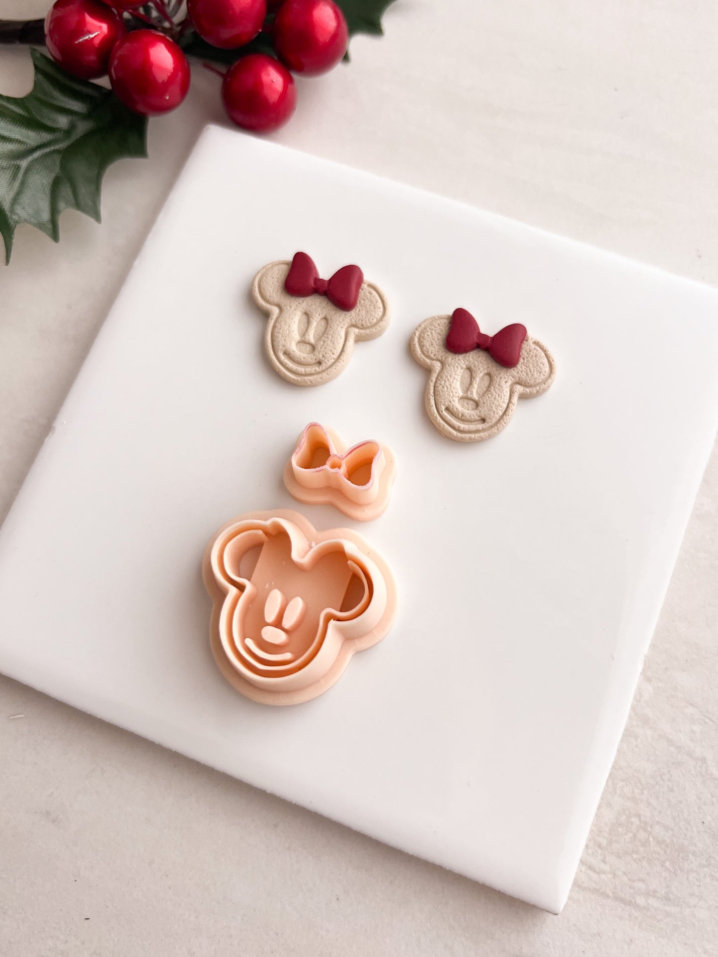 Gingerbread Minnie Mouse Head Clay Cutter | Gingerbread Minnie Mouse Head Polymer Clay Cutter for DIY Cute Earrings Holiday-Themed Jewelry and Handmade Christmas Accessories