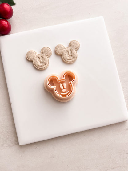 Gingerbread Mickey Head Clay Cutter | Gingerbread Mickey Head Polymer Clay Cutter for DIY Christmas Earrings Disney-Themed Jewelry and Handmade Festive Accessories