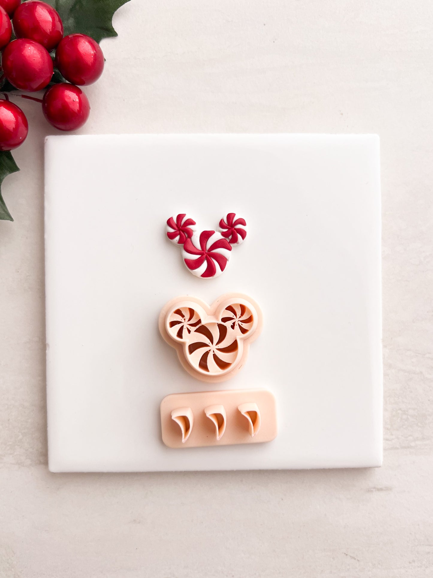 Peppermint Mickey Clay Cutter | Peppermint Mickey Polymer Clay Cutter for DIY Disney Earrings Holiday Jewelry and Handmade Christmas Accessories