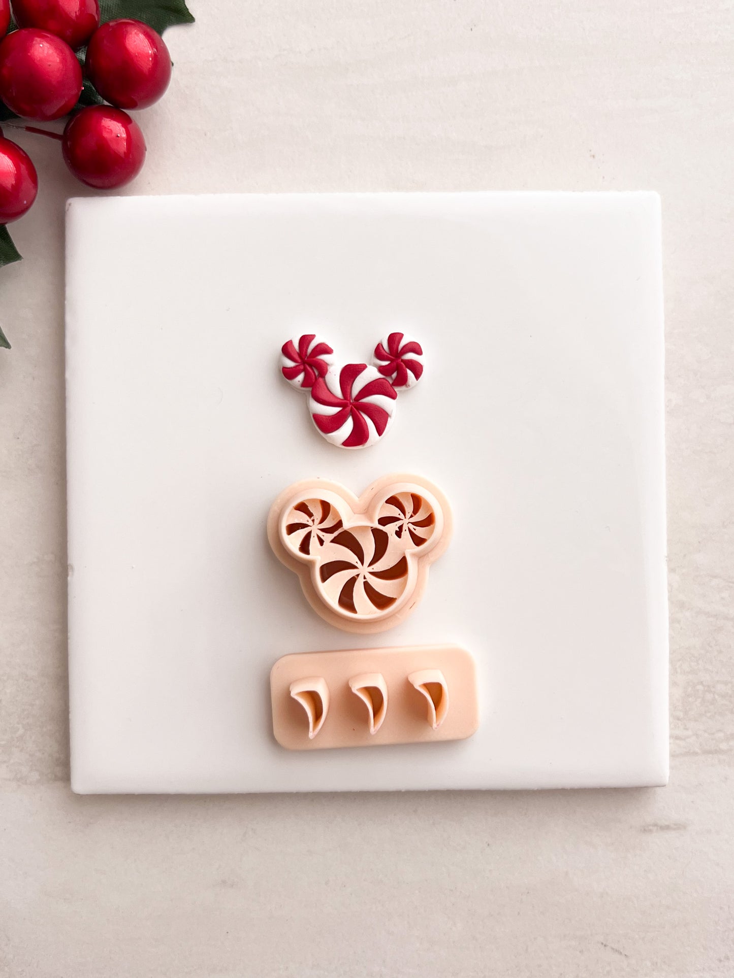 Peppermint Mickey Clay Cutter | Peppermint Mickey Polymer Clay Cutter for DIY Disney Earrings Holiday Jewelry and Handmade Christmas Accessories