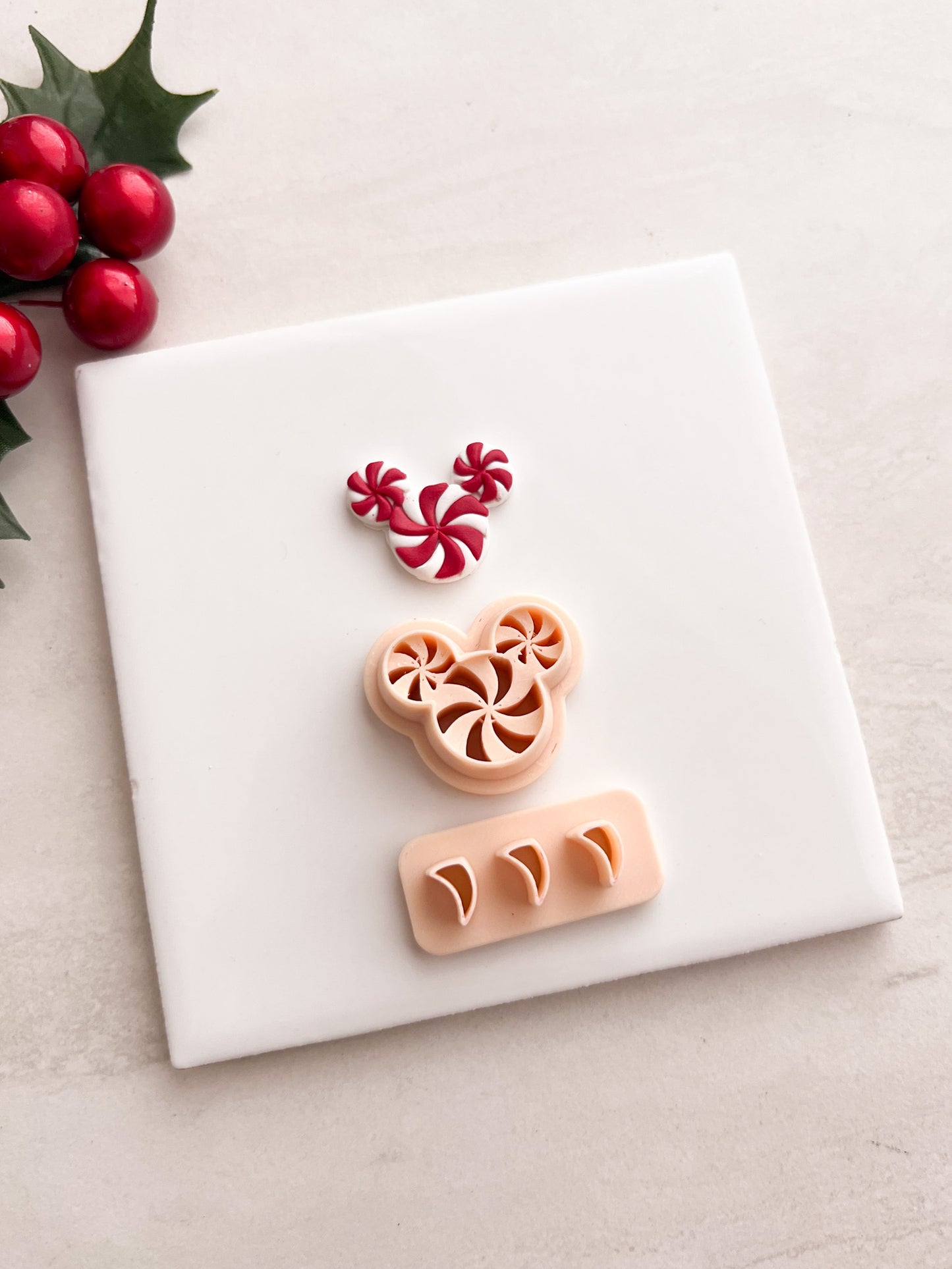 Peppermint Mickey Clay Cutter | Peppermint Mickey Polymer Clay Cutter for DIY Disney Earrings Holiday Jewelry and Handmade Christmas Accessories