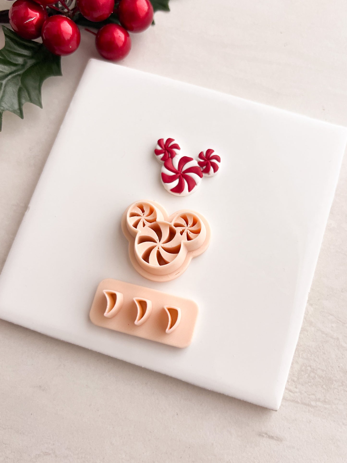 Peppermint Mickey Clay Cutter | Peppermint Mickey Polymer Clay Cutter for DIY Disney Earrings Holiday Jewelry and Handmade Christmas Accessories
