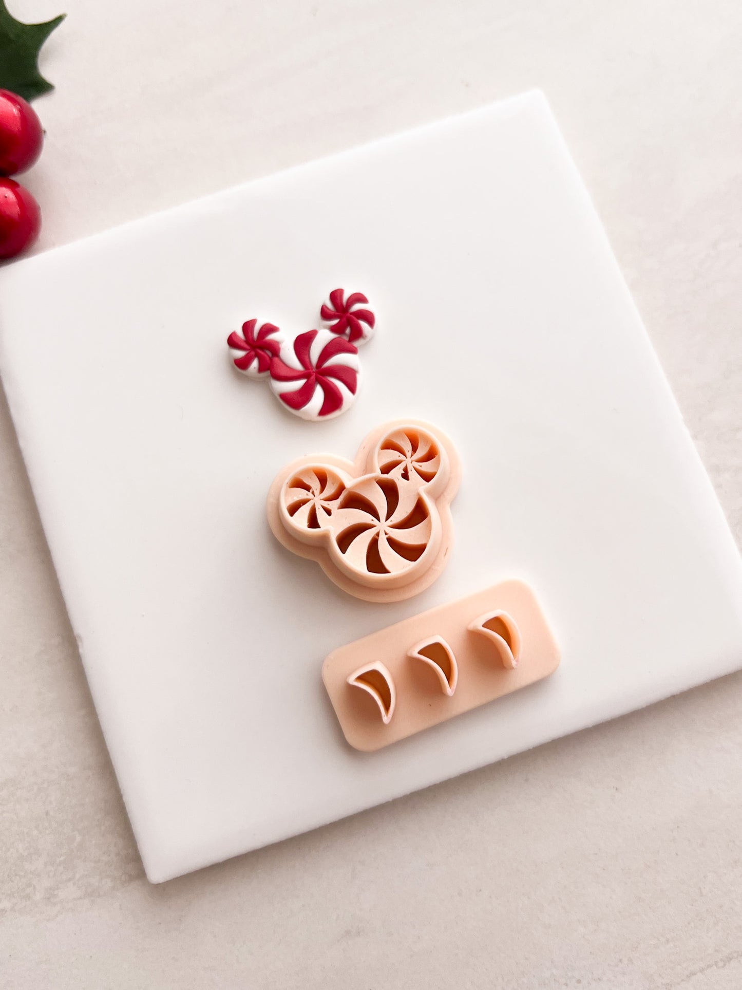 Peppermint Mickey Clay Cutter | Peppermint Mickey Polymer Clay Cutter for DIY Disney Earrings Holiday Jewelry and Handmade Christmas Accessories