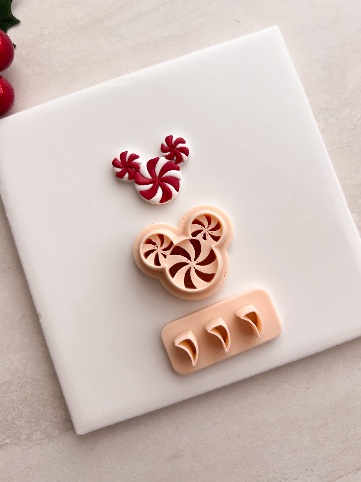 Peppermint Mickey Clay Cutter | Peppermint Mickey Polymer Clay Cutter for DIY Disney Earrings Holiday Jewelry and Handmade Christmas Accessories