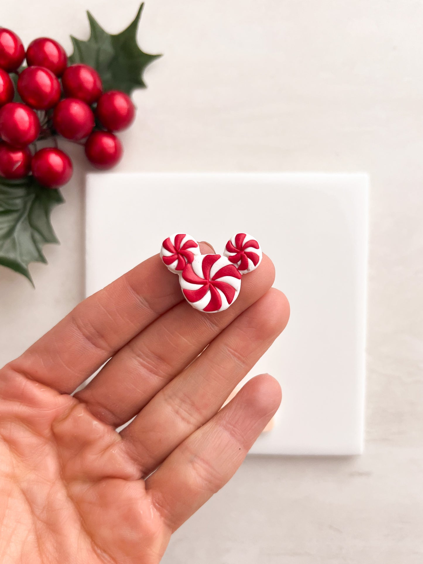 Peppermint Mickey Clay Cutter | Peppermint Mickey Polymer Clay Cutter for DIY Disney Earrings Holiday Jewelry and Handmade Christmas Accessories