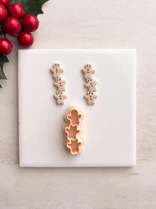 Gingerbread Men Chain Clay Cutter | Gingerbread Men Chain Polymer Clay Cutter for DIY Christmas Earrings Cookie-Themed Jewelry and Handmade Holiday Accessories