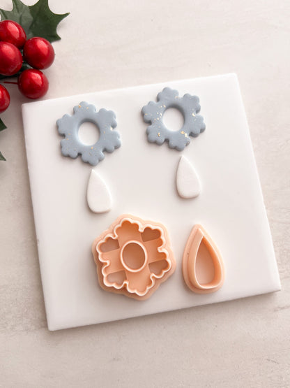 Snowflake No. 7 Dangle Clay Cutter | Snowflake No. 7 Dangle Polymer Clay Cutter for DIY Elegant Earrings Winter Jewelry and Handmade Holiday Accessories