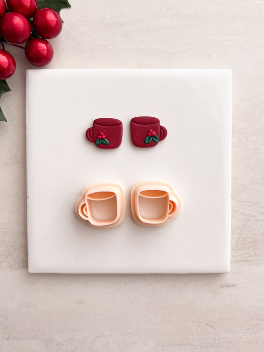 Cocoa Mug No. 2 Clay Cutter | Cocoa Mug No. 2 Polymer Clay Cutter for DIY Festive Earrings Hot Cocoa-Themed Jewelry and Handmade Winter Accessories