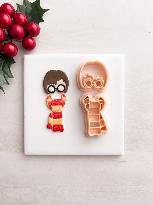 Boy Wizard Scarf Dangle Clay Cutter | Boy Wizard Scarf Dangle Polymer Clay Cutter for DIY Magic Earrings Fantasy-Themed Jewelry and Handmade Wizard Accessories
