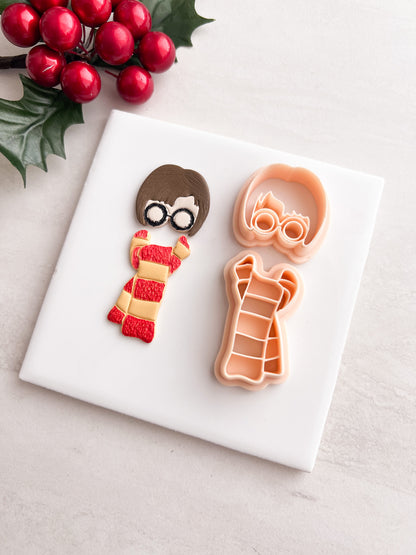 Boy Wizard Scarf Dangle Clay Cutter | Boy Wizard Scarf Dangle Polymer Clay Cutter for DIY Magic Earrings Fantasy-Themed Jewelry and Handmade Wizard Accessories