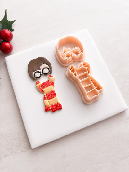 Boy Wizard Scarf Dangle Clay Cutter | Boy Wizard Scarf Dangle Polymer Clay Cutter for DIY Magic Earrings Fantasy-Themed Jewelry and Handmade Wizard Accessories