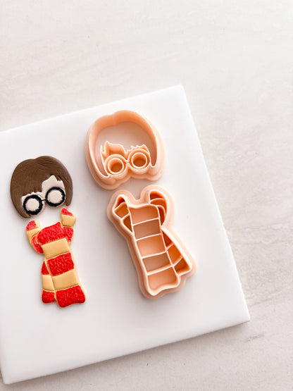Boy Wizard Scarf Dangle Clay Cutter | Boy Wizard Scarf Dangle Polymer Clay Cutter for DIY Magic Earrings Fantasy-Themed Jewelry and Handmade Wizard Accessories