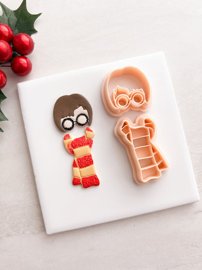 Boy Wizard Scarf Dangle Clay Cutter | Boy Wizard Scarf Dangle Polymer Clay Cutter for DIY Magic Earrings Fantasy-Themed Jewelry and Handmade Wizard Accessories