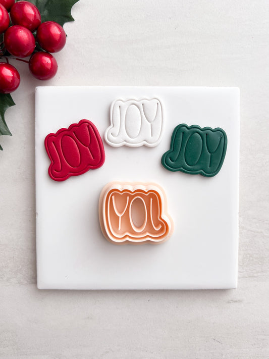 Joy Emboss Clay Cutter | Joy Emboss Polymer Clay Cutter for DIY Christmas Earrings Festive Jewelry and Handmade Holiday Accessories