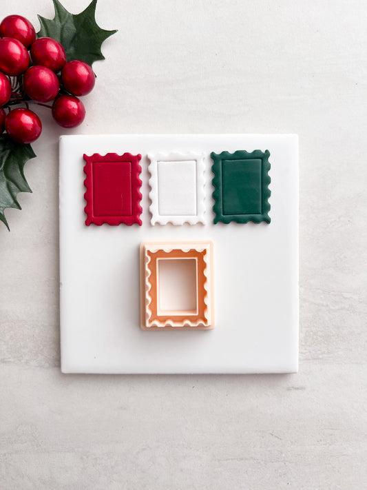 Christmas Postage Stamp Clay Cutter | Christmas Postage Stamp Polymer Clay Cutter for DIY Vintage Earrings Festive-Themed Jewelry and Handmade Holiday Accessories
