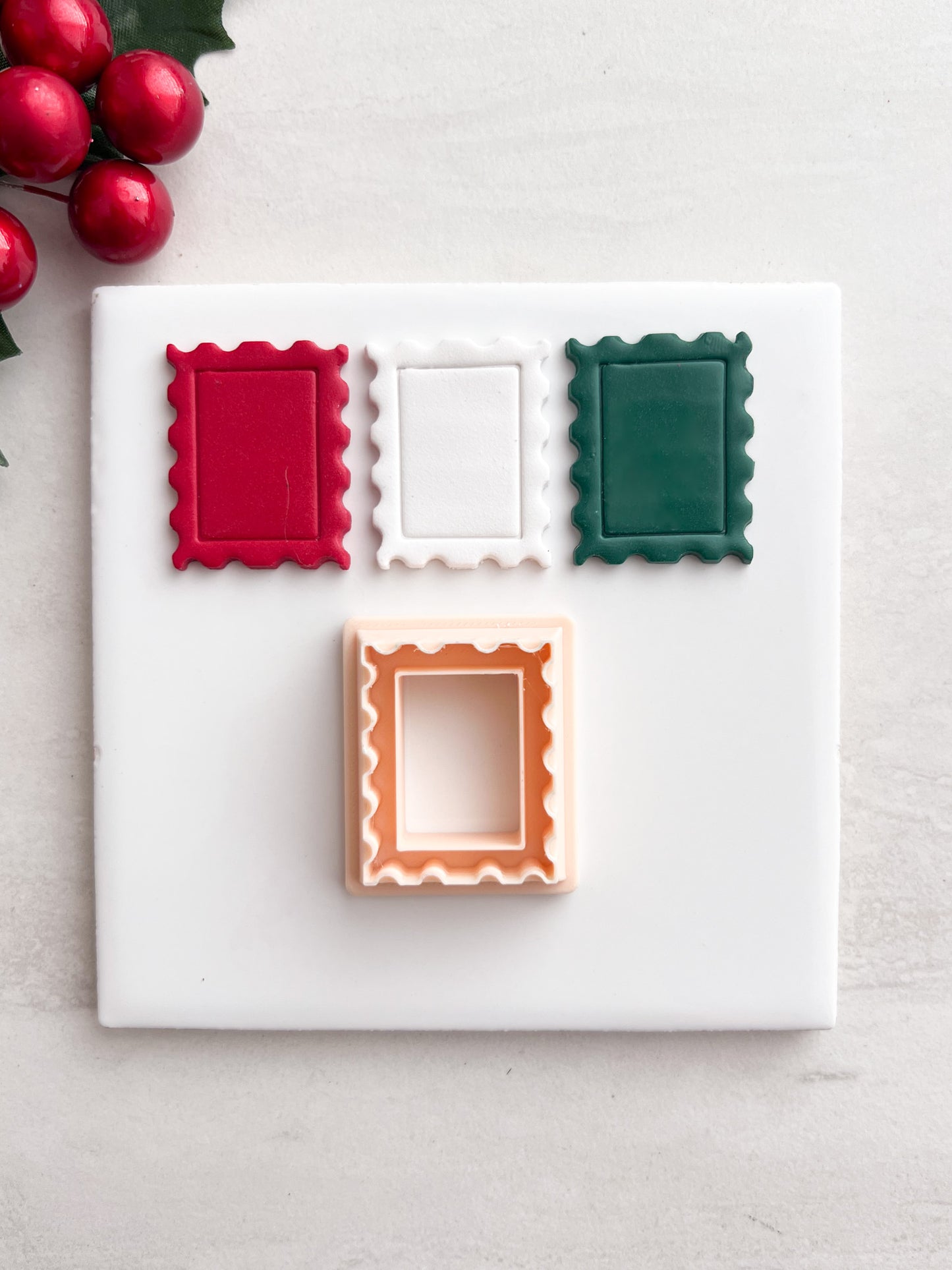 Christmas Postage Stamp Clay Cutter | Christmas Postage Stamp Polymer Clay Cutter for DIY Vintage Earrings Festive-Themed Jewelry and Handmade Holiday Accessories