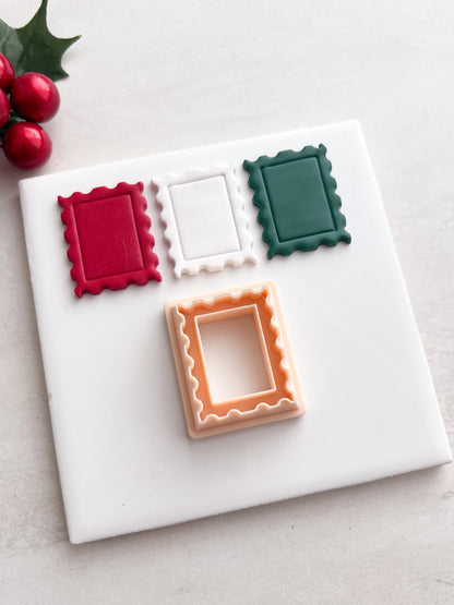 Christmas Postage Stamp Clay Cutter | Christmas Postage Stamp Polymer Clay Cutter for DIY Vintage Earrings Festive-Themed Jewelry and Handmade Holiday Accessories