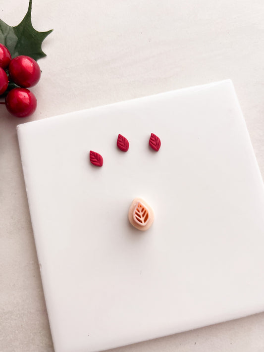 Micro Poinsettia Leaf No. 3 Clay Cutter | Micro Poinsettia Leaf Polymer Clay Cutter for DIY Christmas Earrings Floral Jewelry and Handmade Holiday Accessories